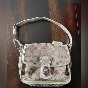 Coach Signature Monogram Small Penny Flap Shoulder Bag